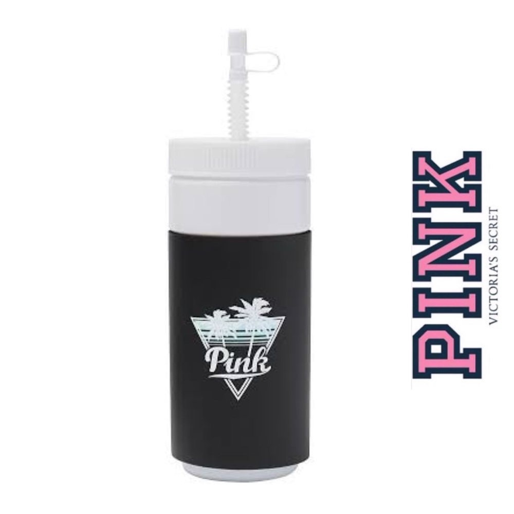 PINK Victoria's Secret Black and‎ White Retro Water Bottle 6063-Bottle